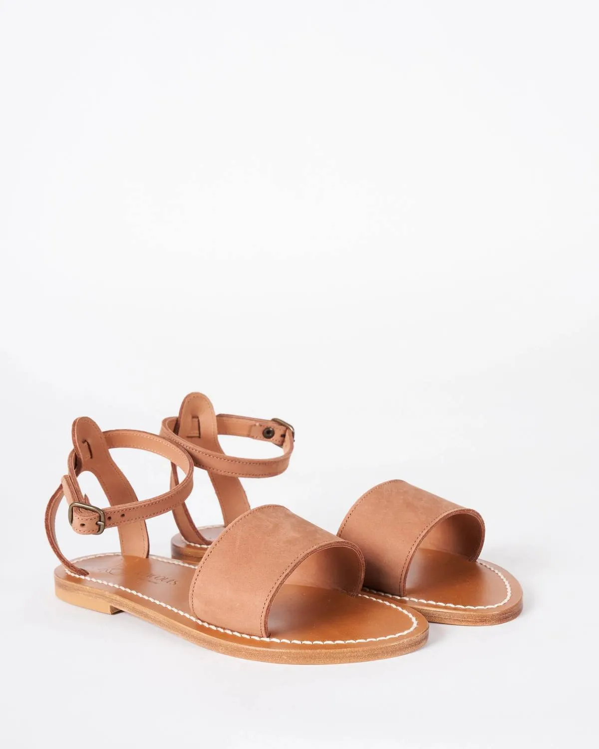 Promethee Single Band Ankle Strap Sandal In Nubuk Luggage