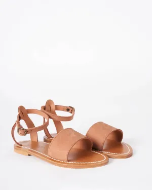 Promethee Single Band Ankle Strap Sandal In Nubuk Luggage