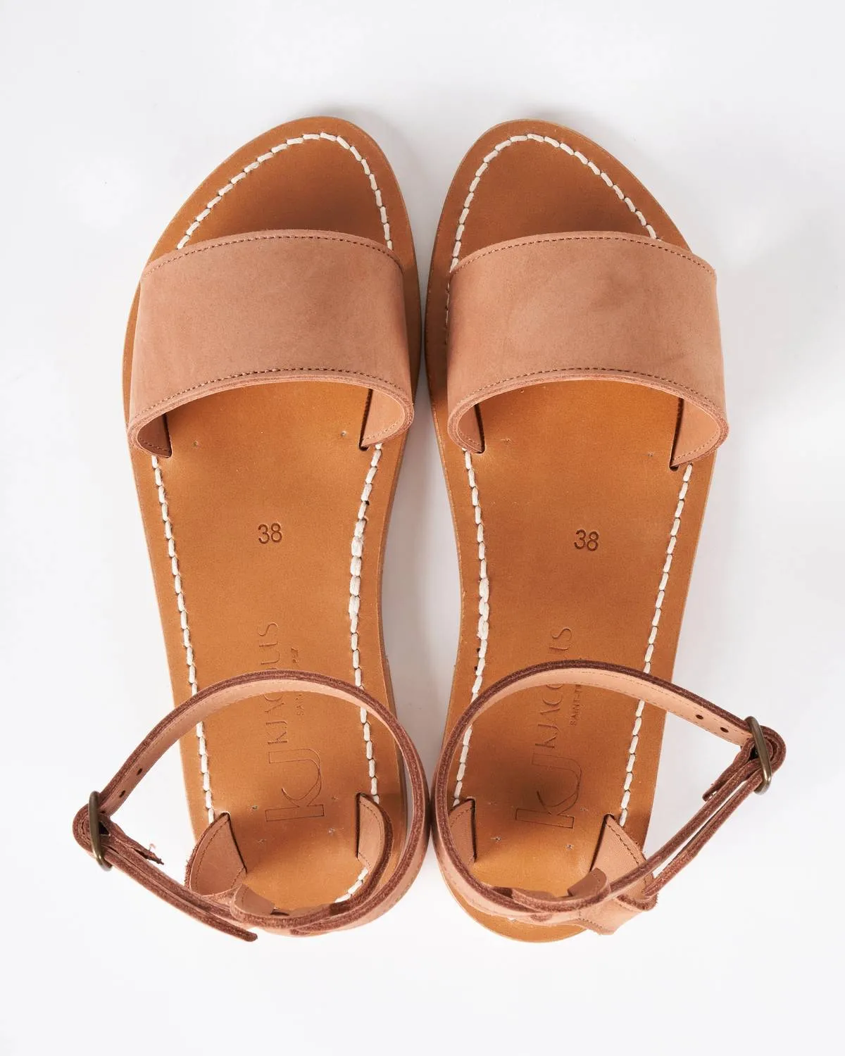 Promethee Single Band Ankle Strap Sandal In Nubuk Luggage