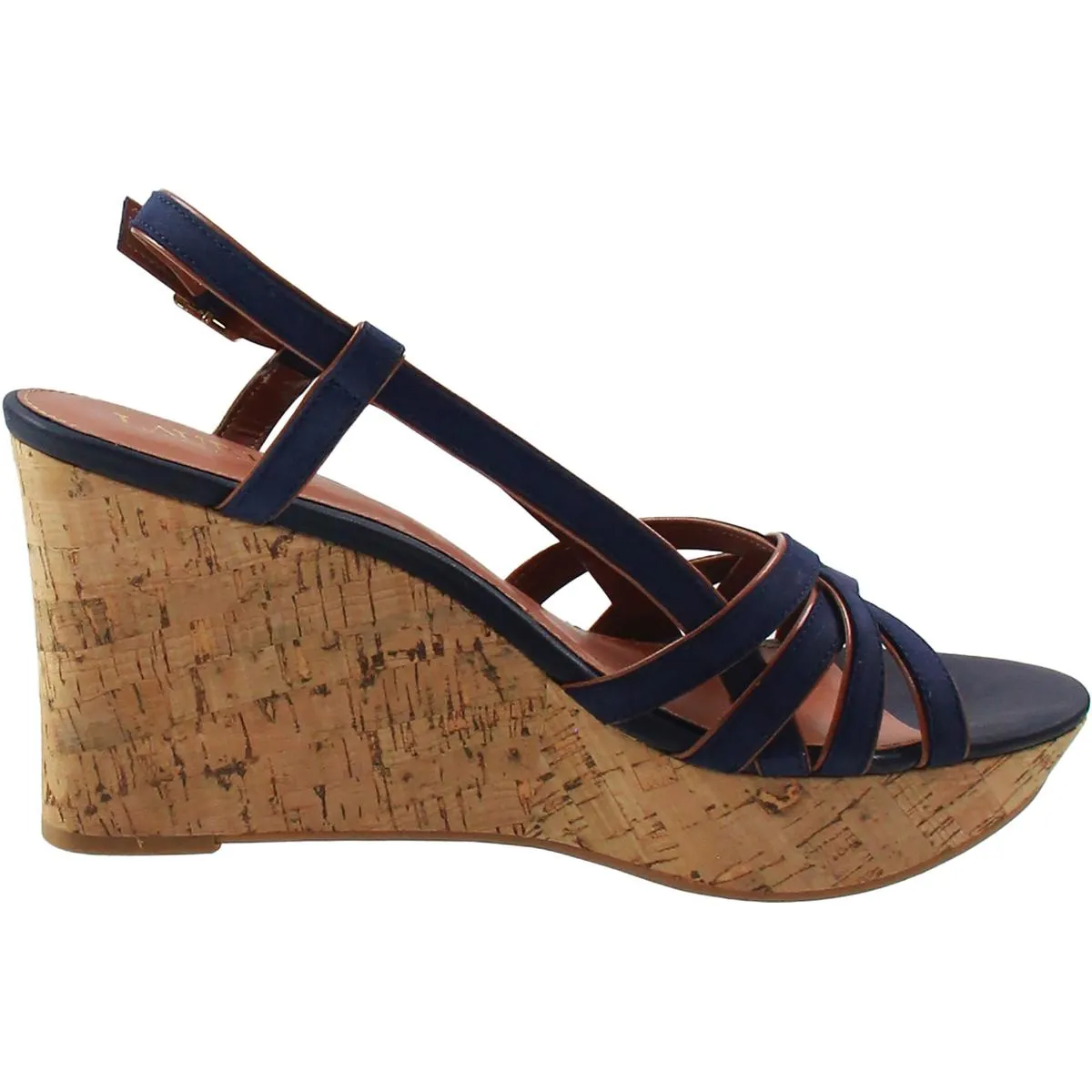 Quaylin Womens Leather Cork Wedge Sandals
