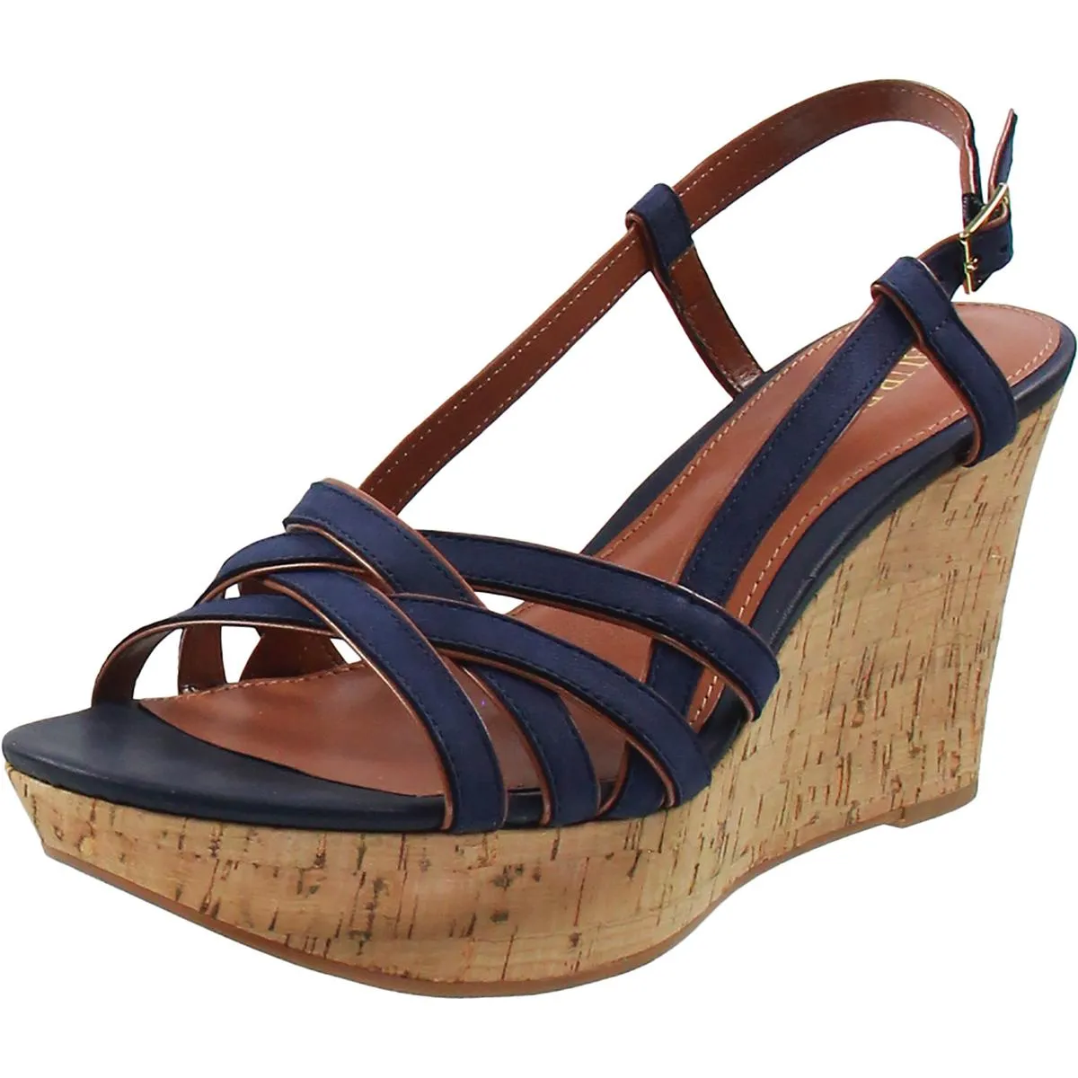 Quaylin Womens Leather Cork Wedge Sandals