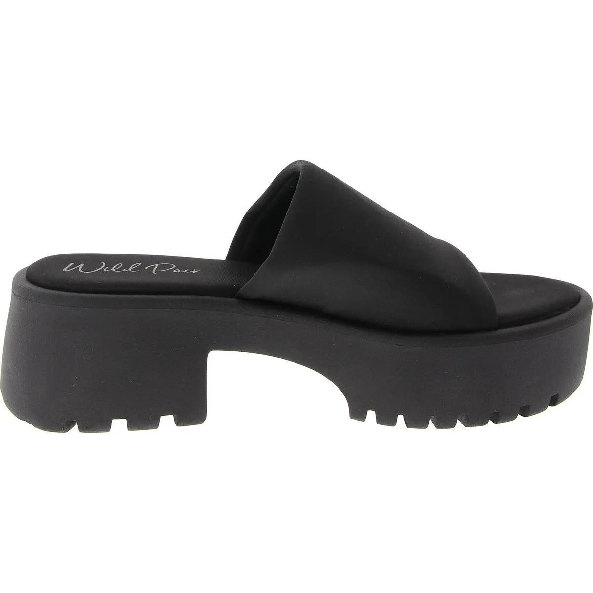 Questt Womens Faux Leather Open Toe Slide Sandals