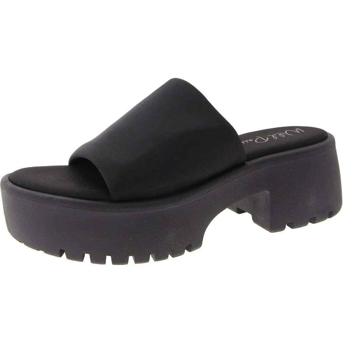 Questt Womens Faux Leather Open Toe Slide Sandals