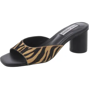 Rain Womens Calf Hair Tiger Print Slide Sandals