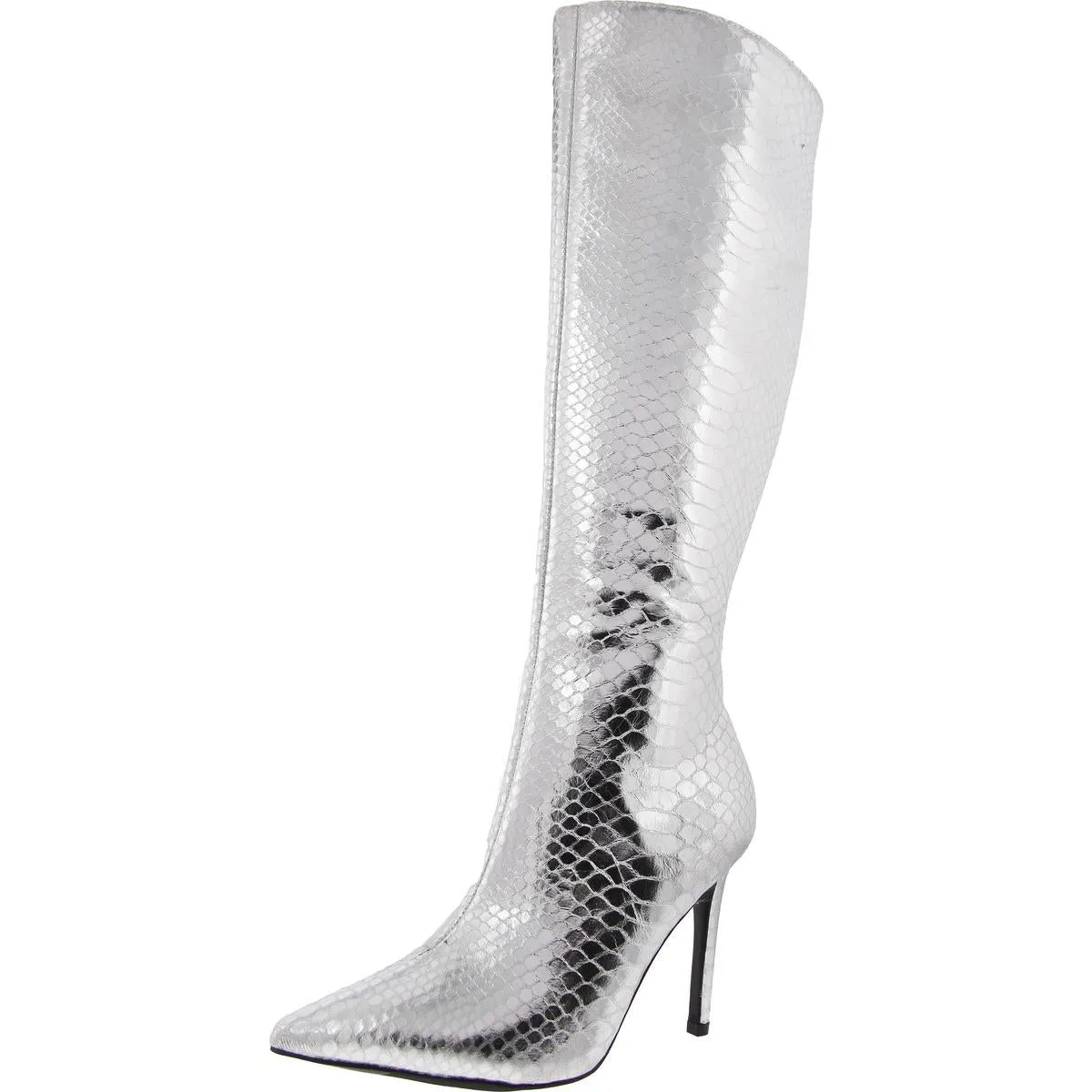 Rajel Womens Snake Print Faux Leather Knee-High Boots