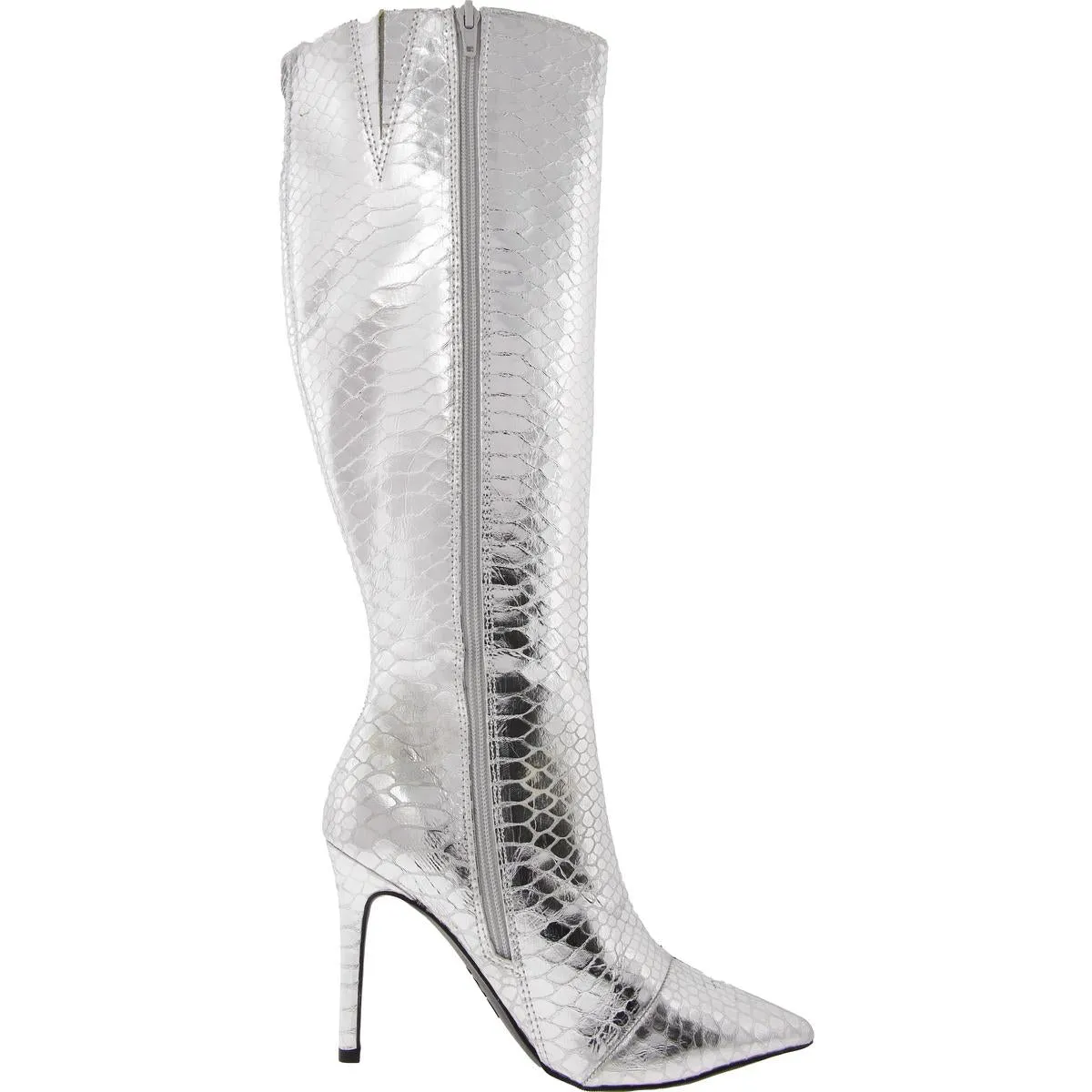 Rajel Womens Snake Print Faux Leather Knee-High Boots
