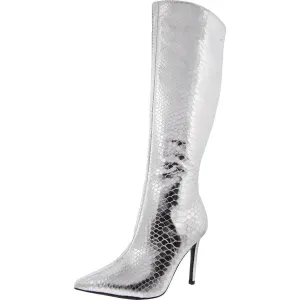 Rajel Womens Snake Print Faux Leather Knee-High Boots