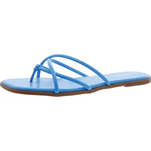 Razi Womens Faux Leather Thong Slide Sandals