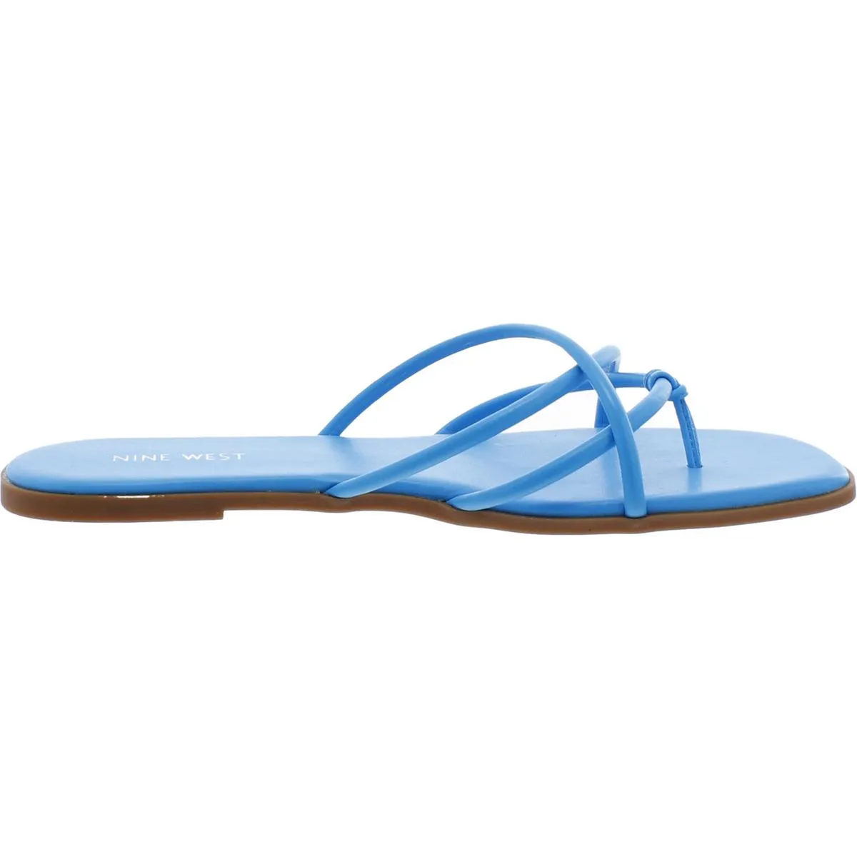 Razi Womens Faux Leather Thong Slide Sandals