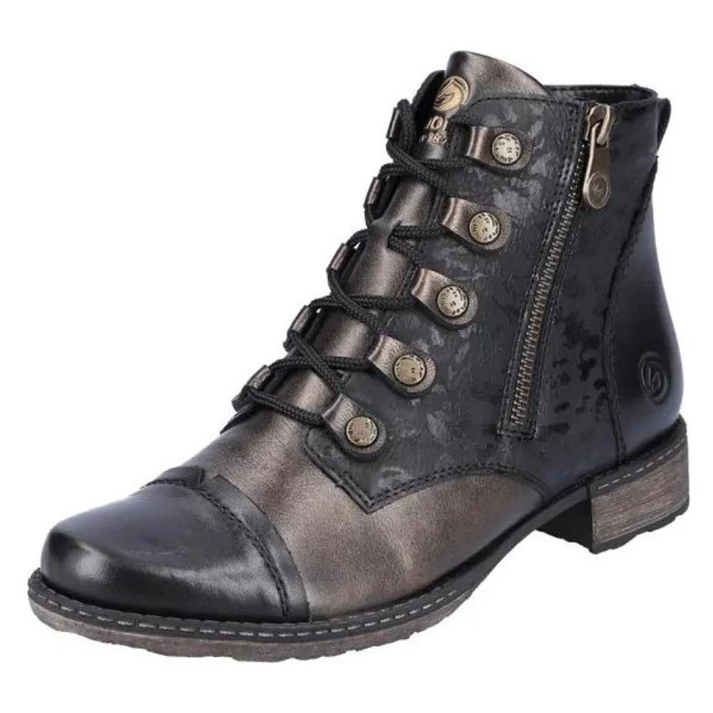 Remonte D4391 Chandra 91 Black/Antique Leather Bootie (Women's)