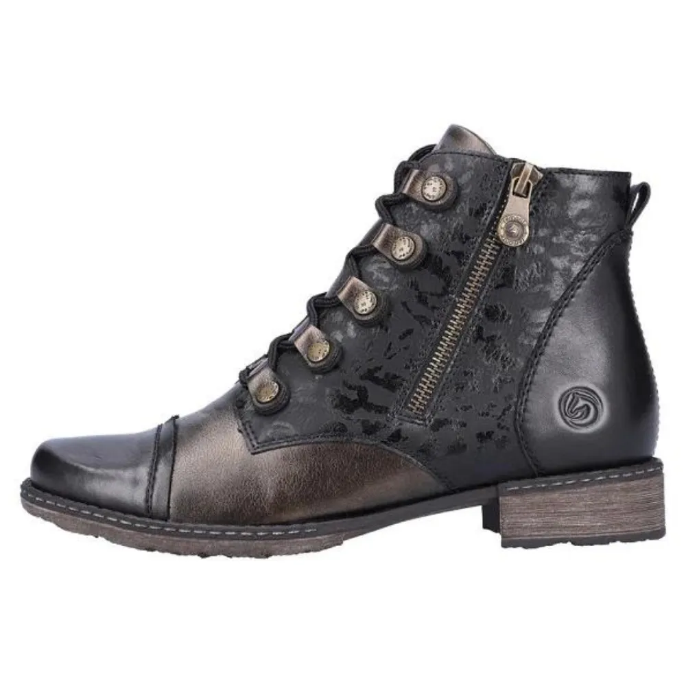 Remonte D4391 Chandra 91 Black/Antique Leather Bootie (Women's)