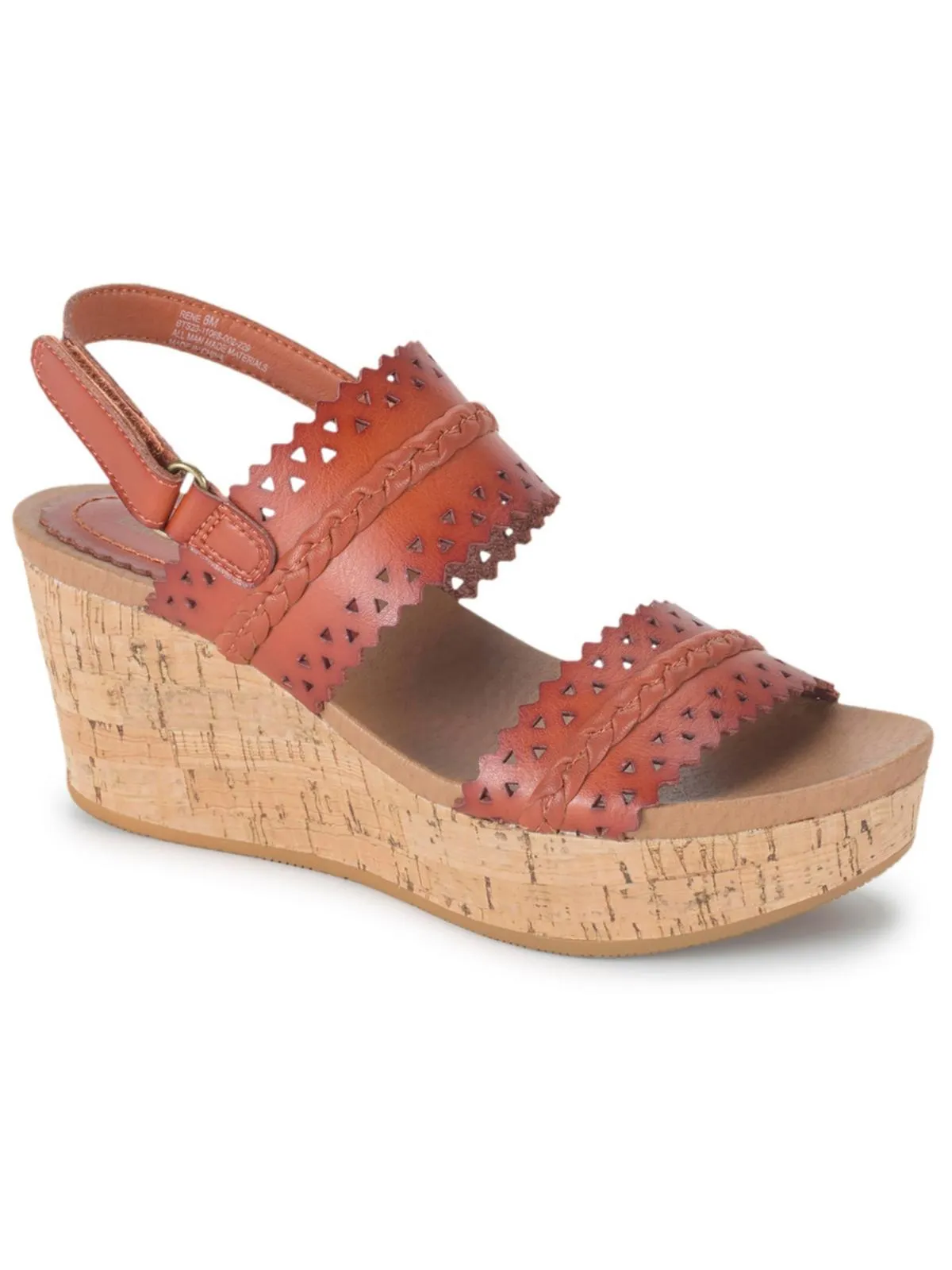 Rene Womens Faux Leather Cork Platform Sandals