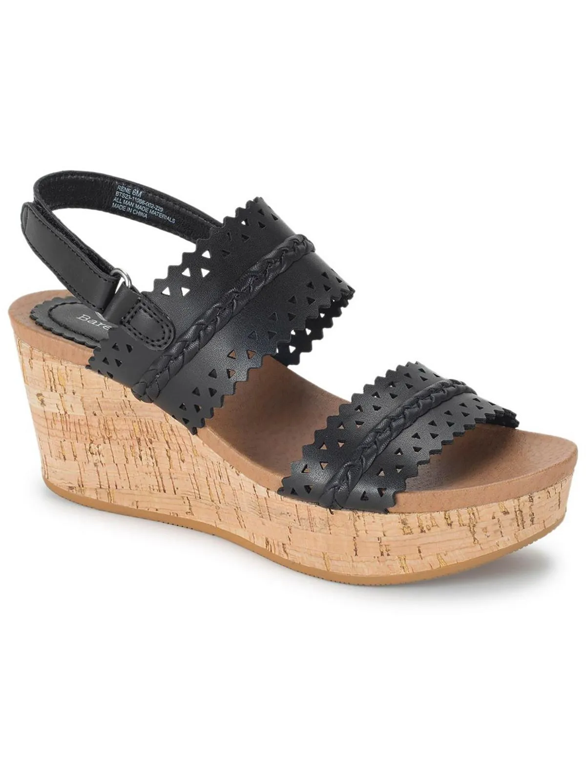 Rene Womens Faux Leather Cork Platform Sandals