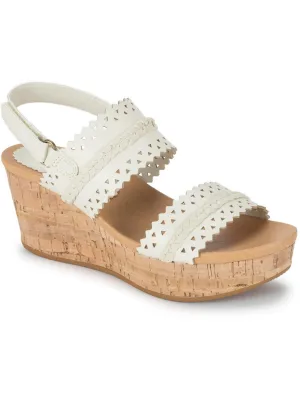 Rene Womens Faux Leather Cork Platform Sandals