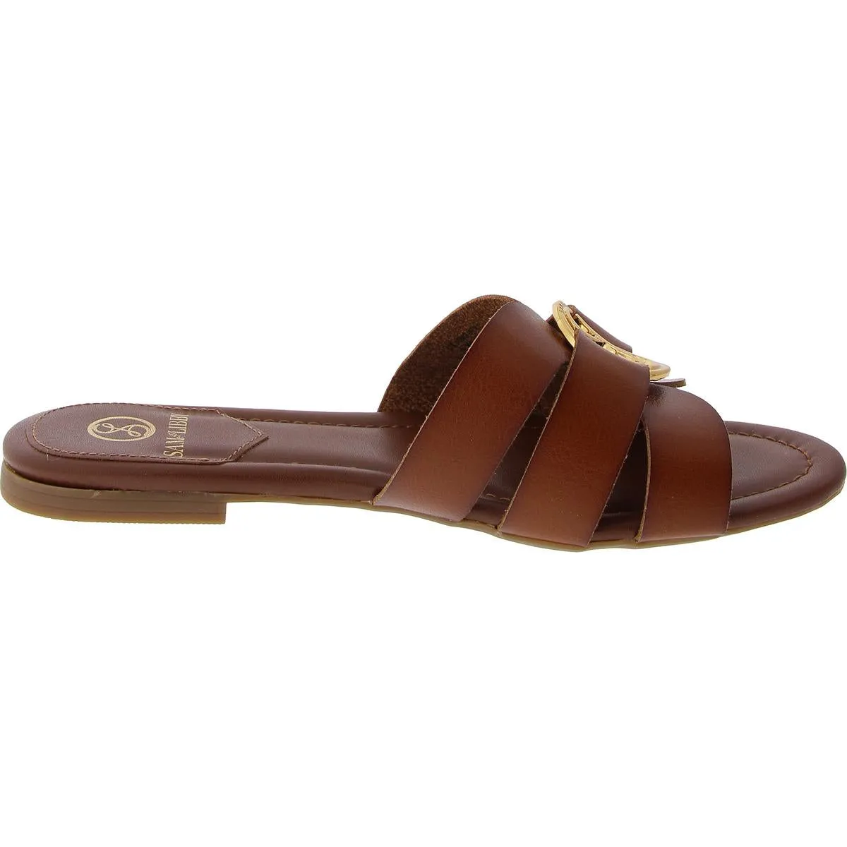 Reyes Womens Embellished Faux Leather Slide Sandals