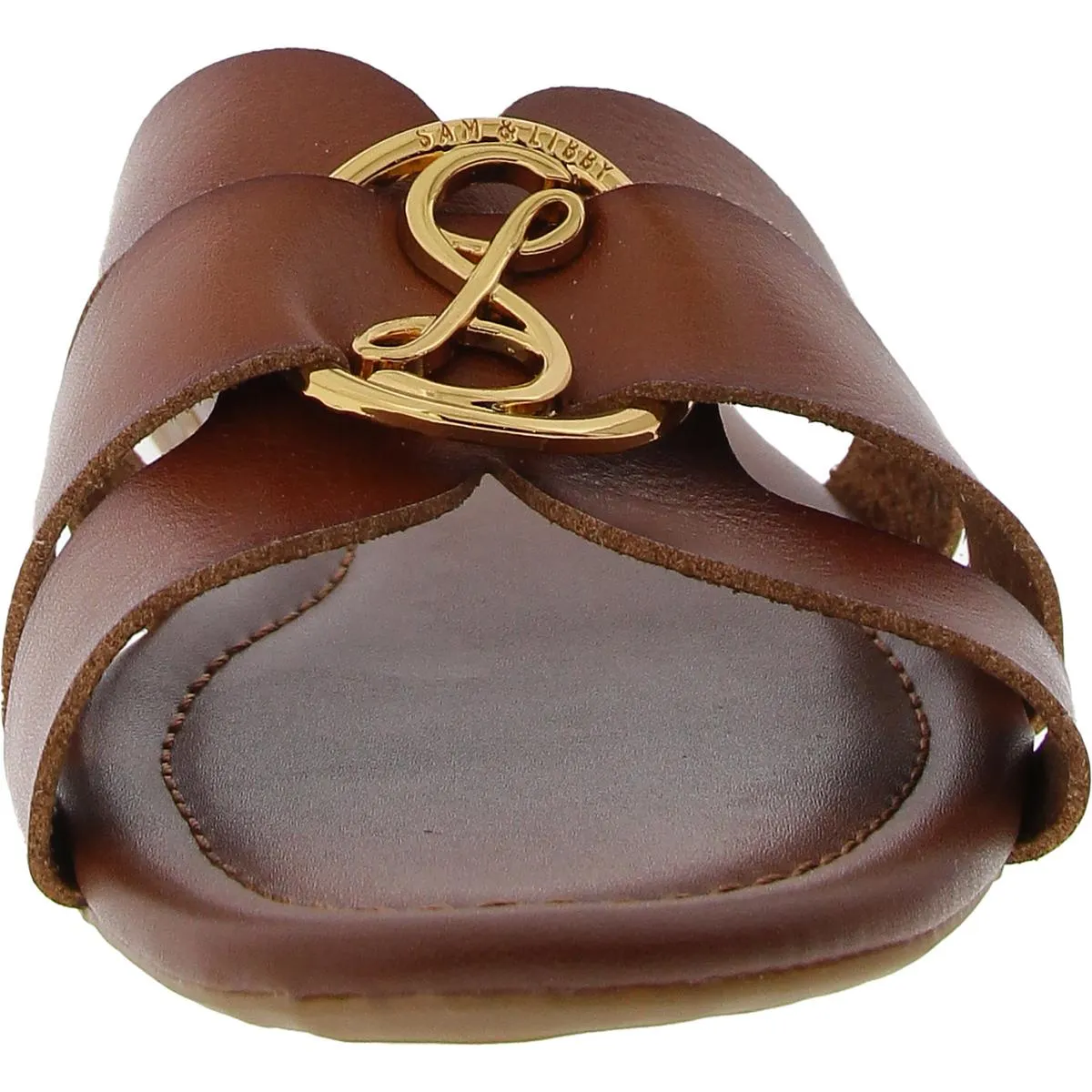 Reyes Womens Embellished Faux Leather Slide Sandals