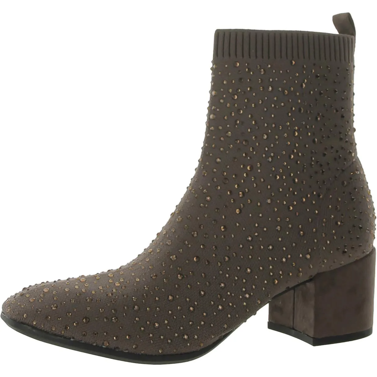 Rida Stretch Jewel Womens Rhinestone Ribbed Knit Ankle Boots