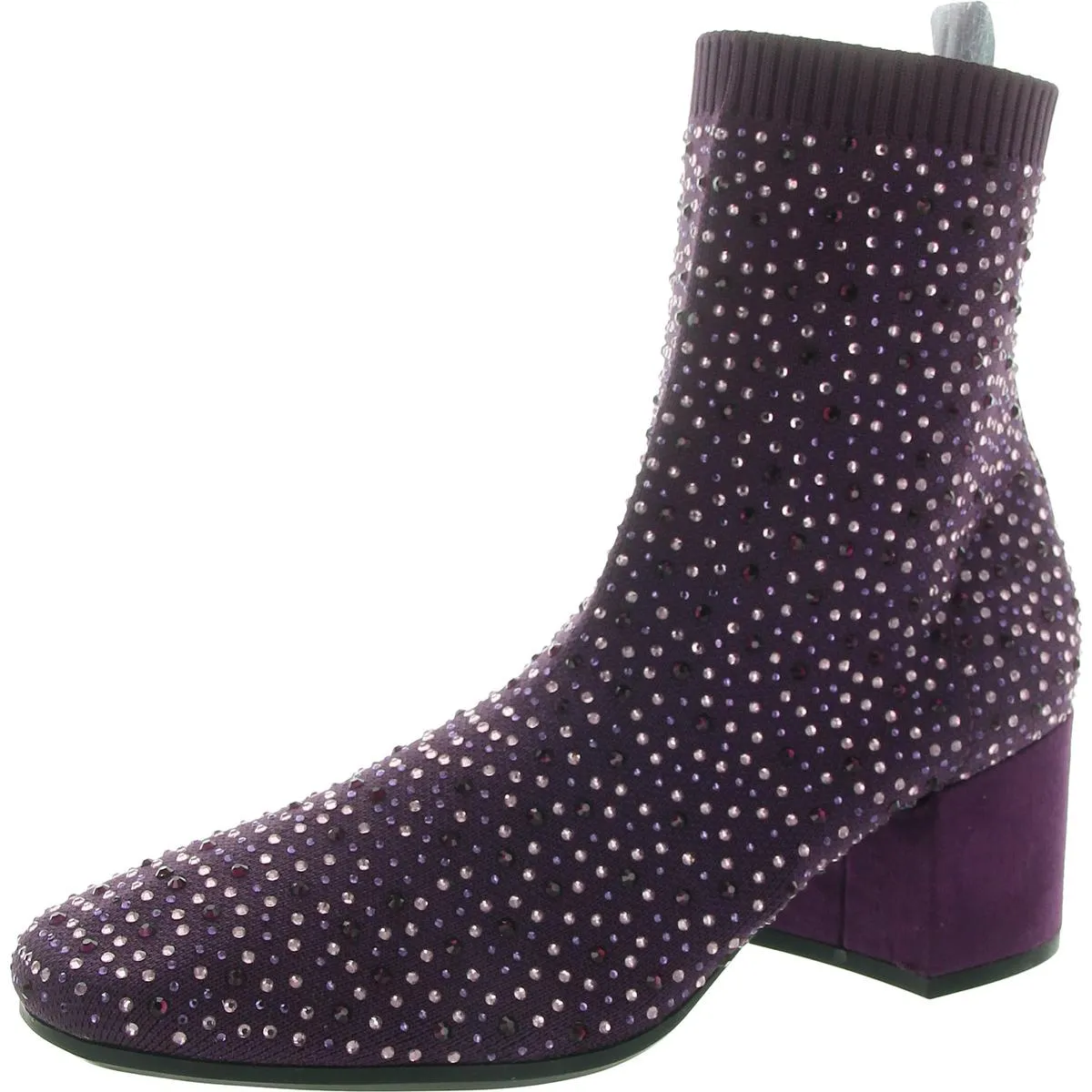 Rida Stretch Jewel Womens Rhinestone Ribbed Knit Ankle Boots