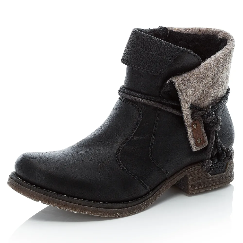 Rieker Fee 93 Black Bootie (Women's)