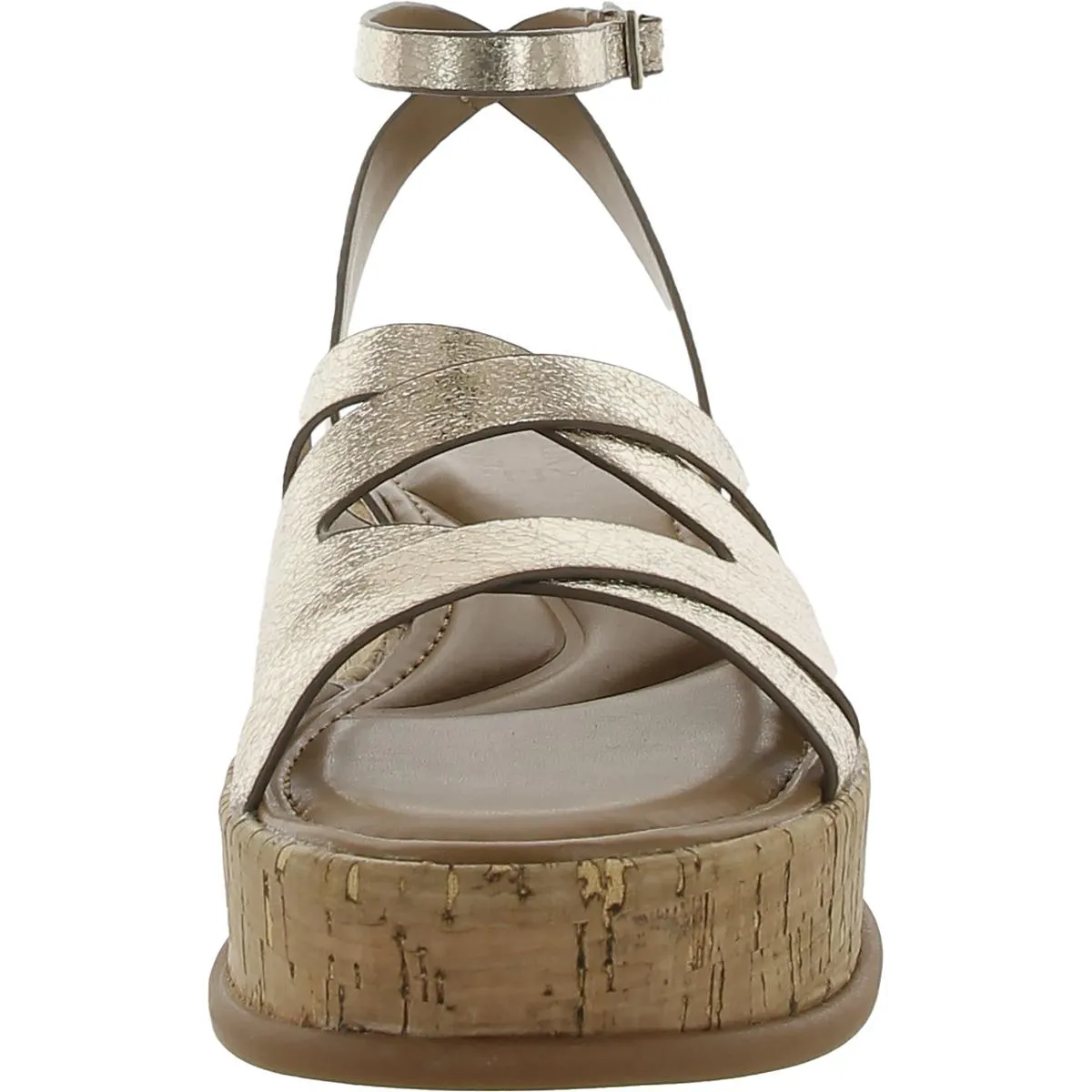 Riley Womens Faux Leather Metallic Platform Sandals