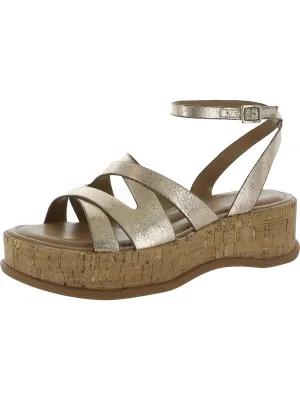 Riley Womens Faux Leather Metallic Platform Sandals
