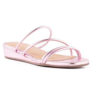 Rock Candy Womens Metallic Leather Slide Sandals