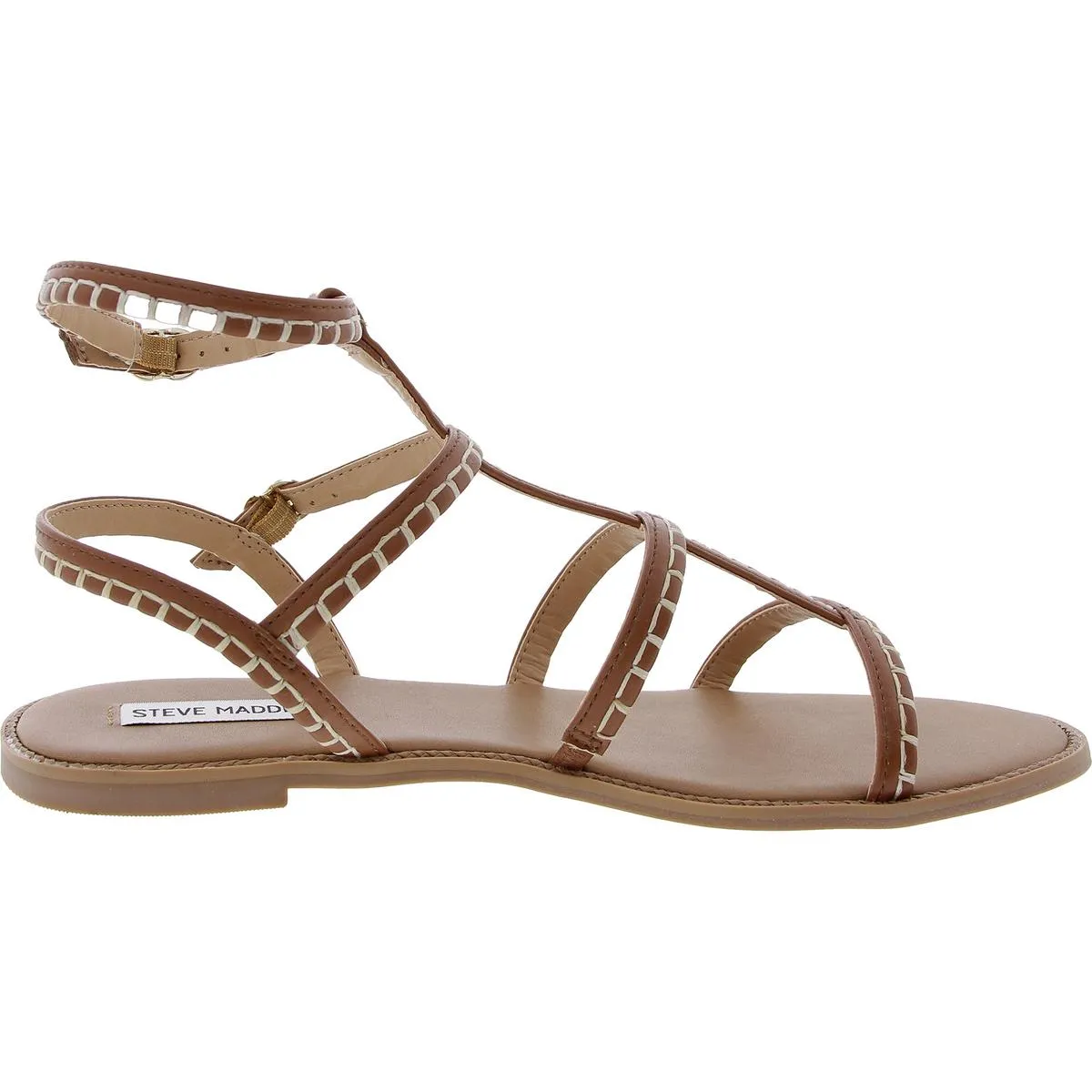Roman Womens Adjustable Faux Leather Gladiator Sandals