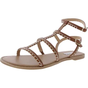 Roman Womens Adjustable Faux Leather Gladiator Sandals