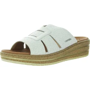Romee Womens Pattern Leather Wedge Sandals