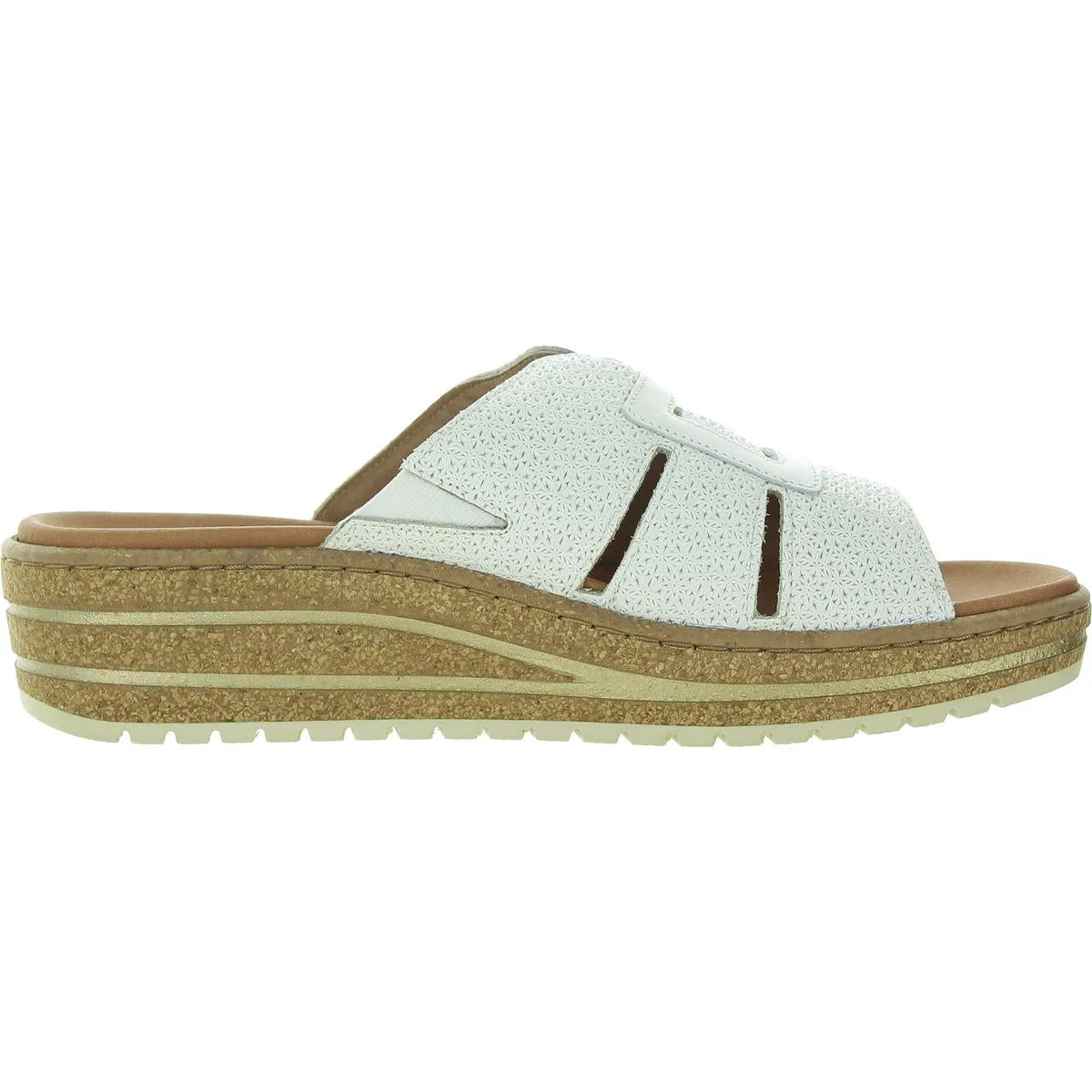 Romee Womens Pattern Leather Wedge Sandals