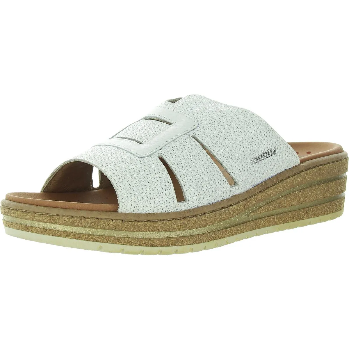 Romee Womens Pattern Leather Wedge Sandals