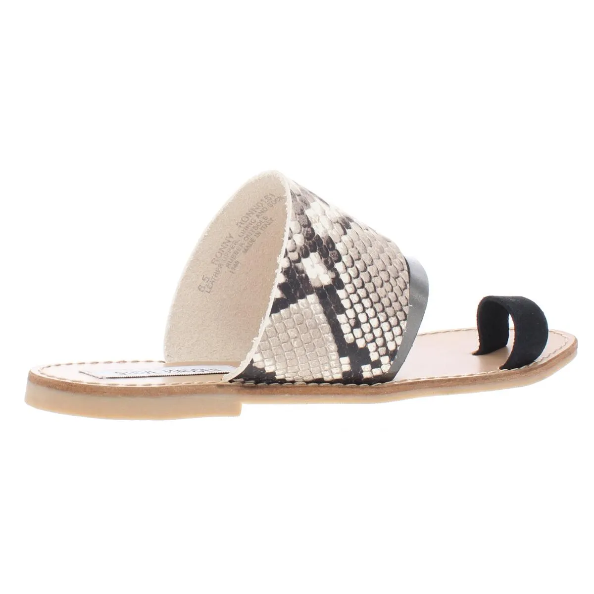Ronny Womens Leather Snake Print Flat Sandals