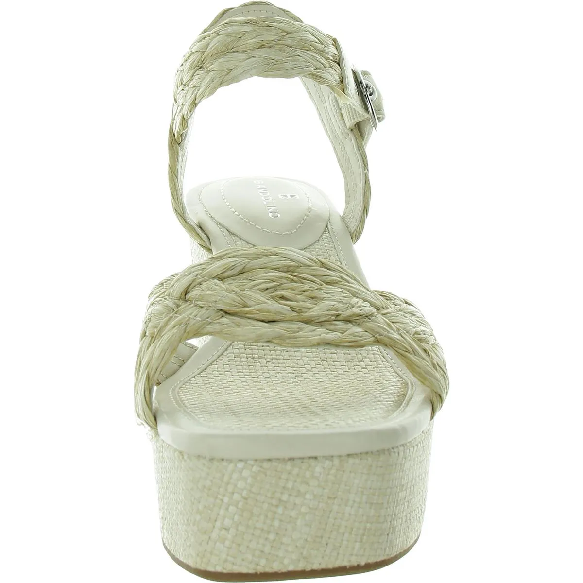 Sabinna Womens Cut-Out Straw Block Heel