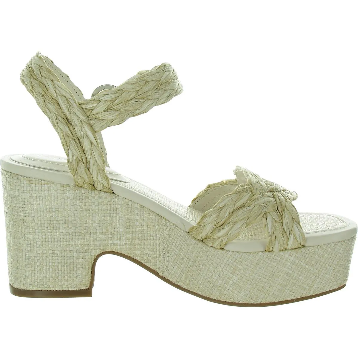 Sabinna Womens Cut-Out Straw Block Heel