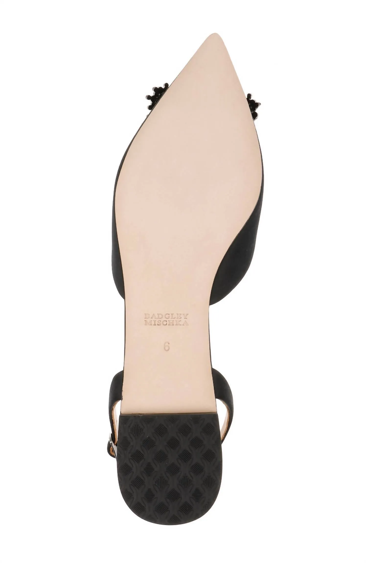 Saga Crystal Buckle Pointed Toe Flats In Black