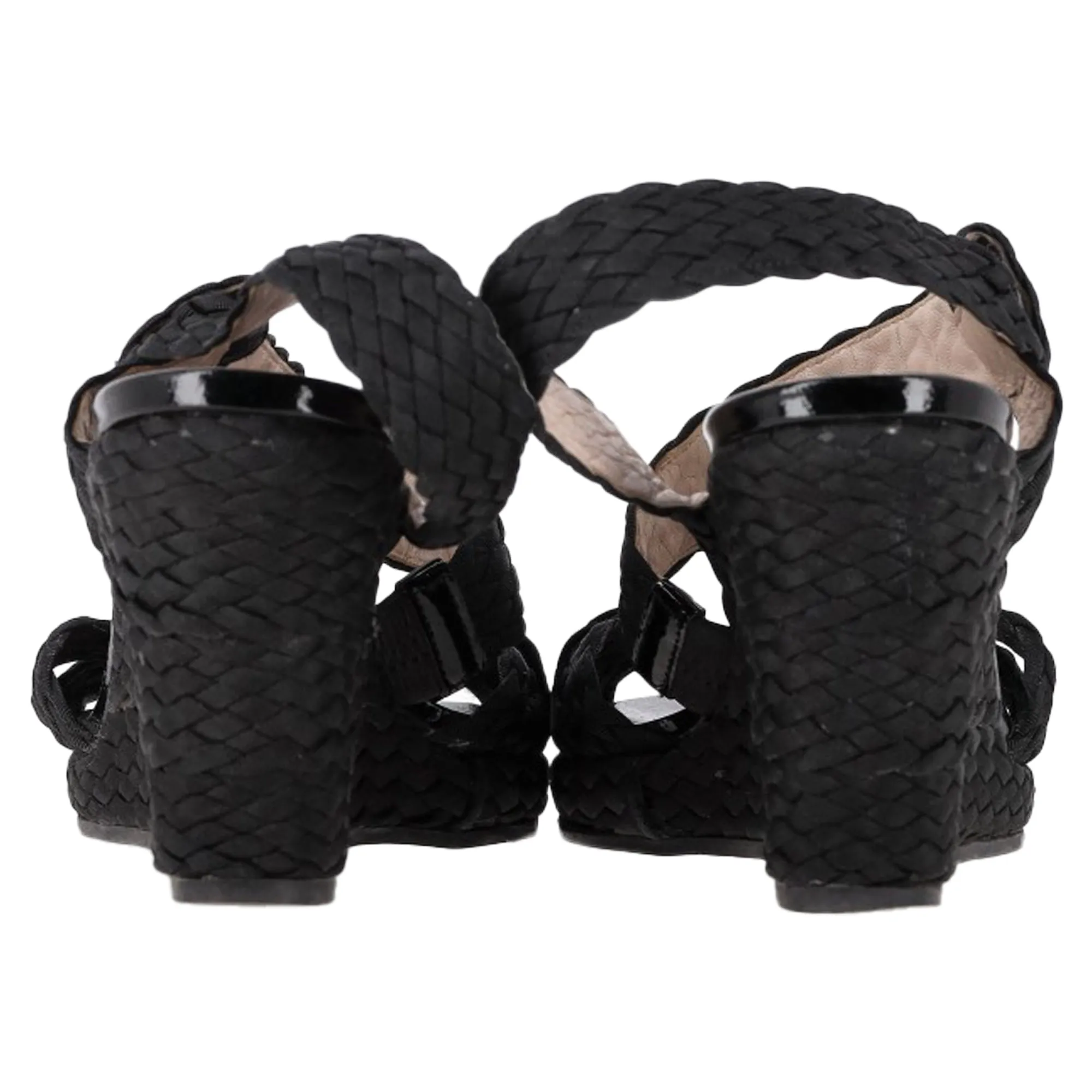Salvatore Ferragamo Espadrille Wedge Sandals in Black Straw