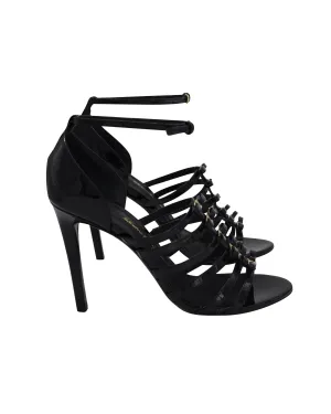 Salvatore Ferragamo Gladiator Strappy High Heeled Sandals in Black Patent Leather