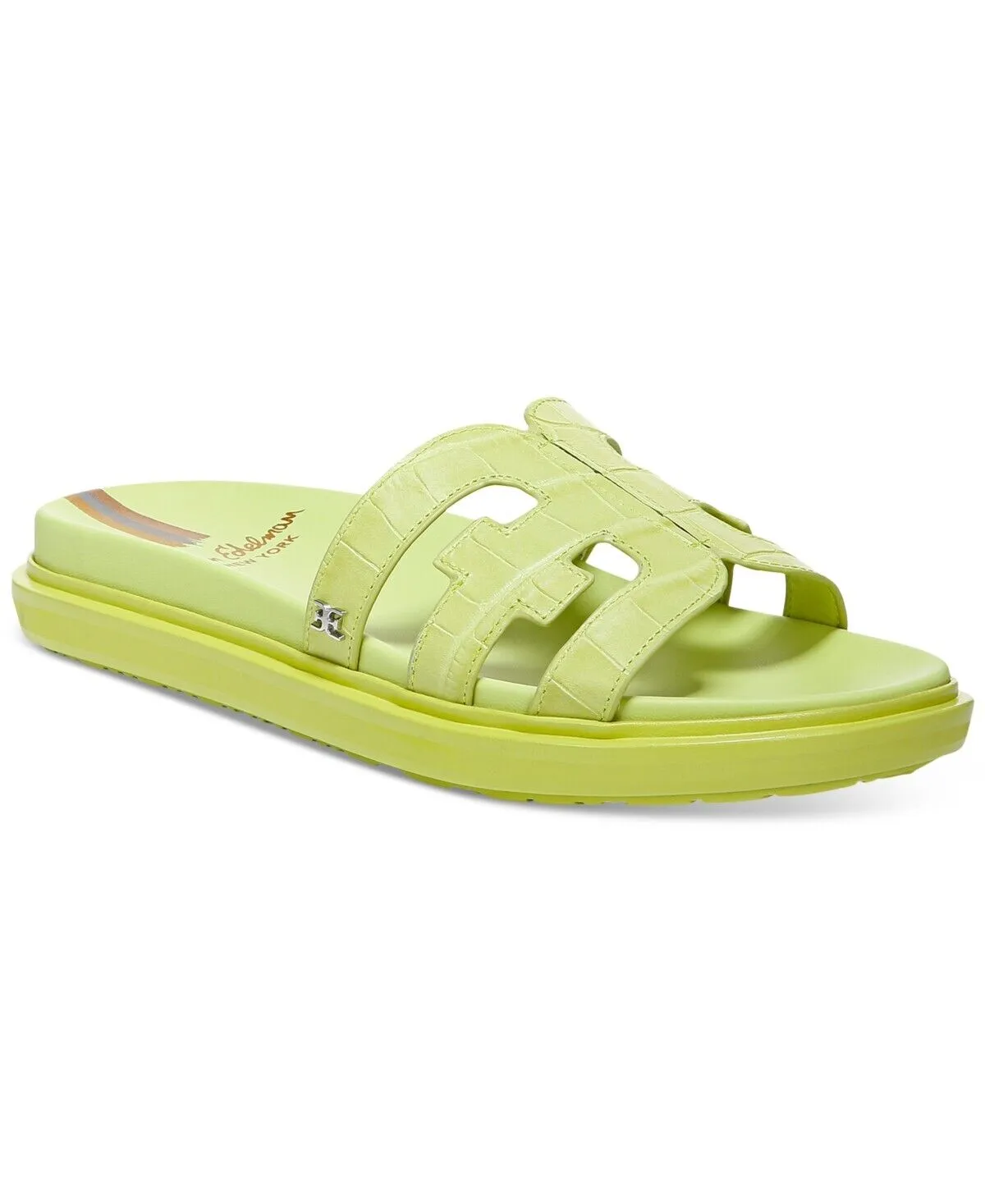 Sam Edelman Valeri I0103L5 Sandals Women's 10.5 Kiwi Leather Cutout Slide KHD525