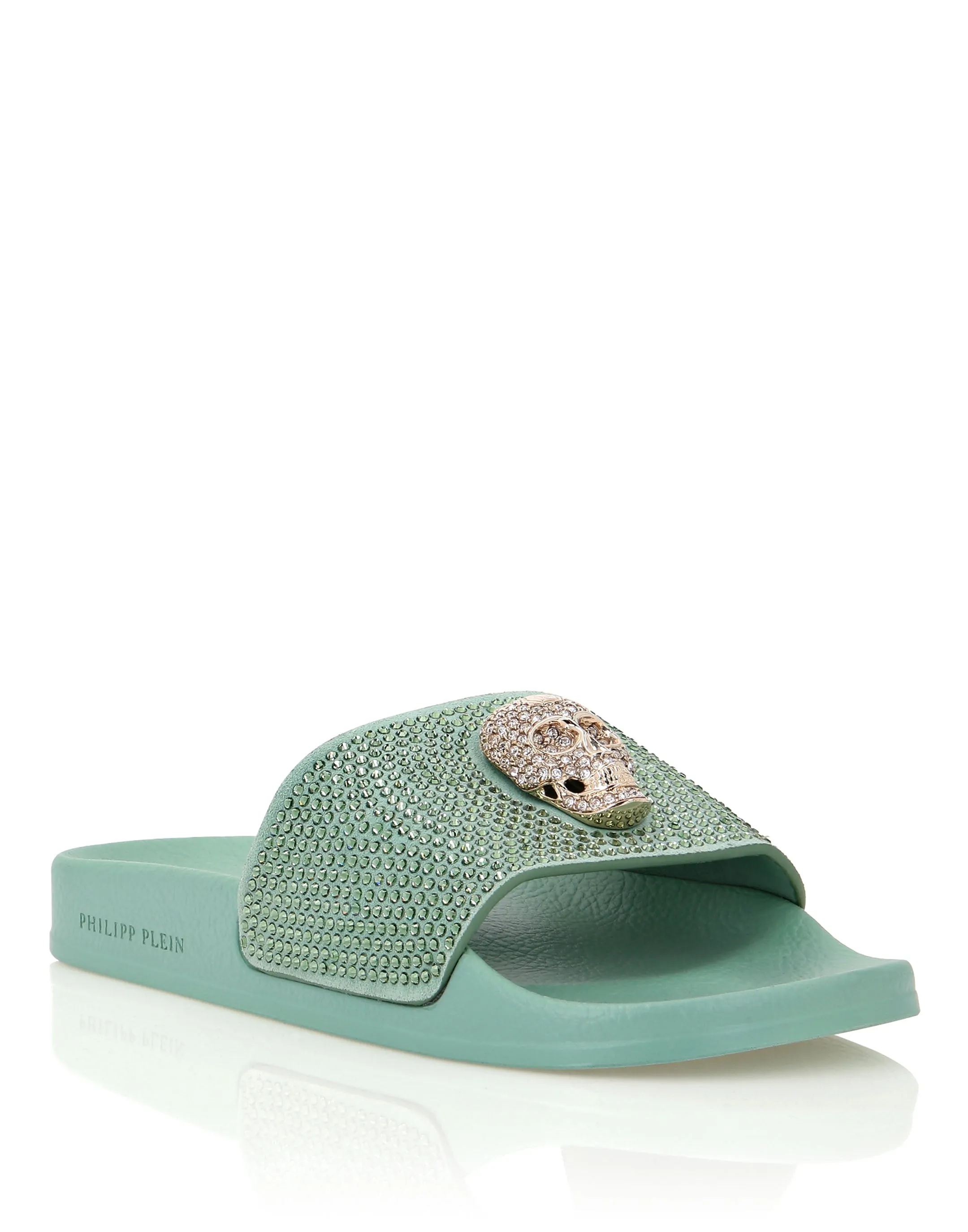 Sandals Flat Skull with Crystals