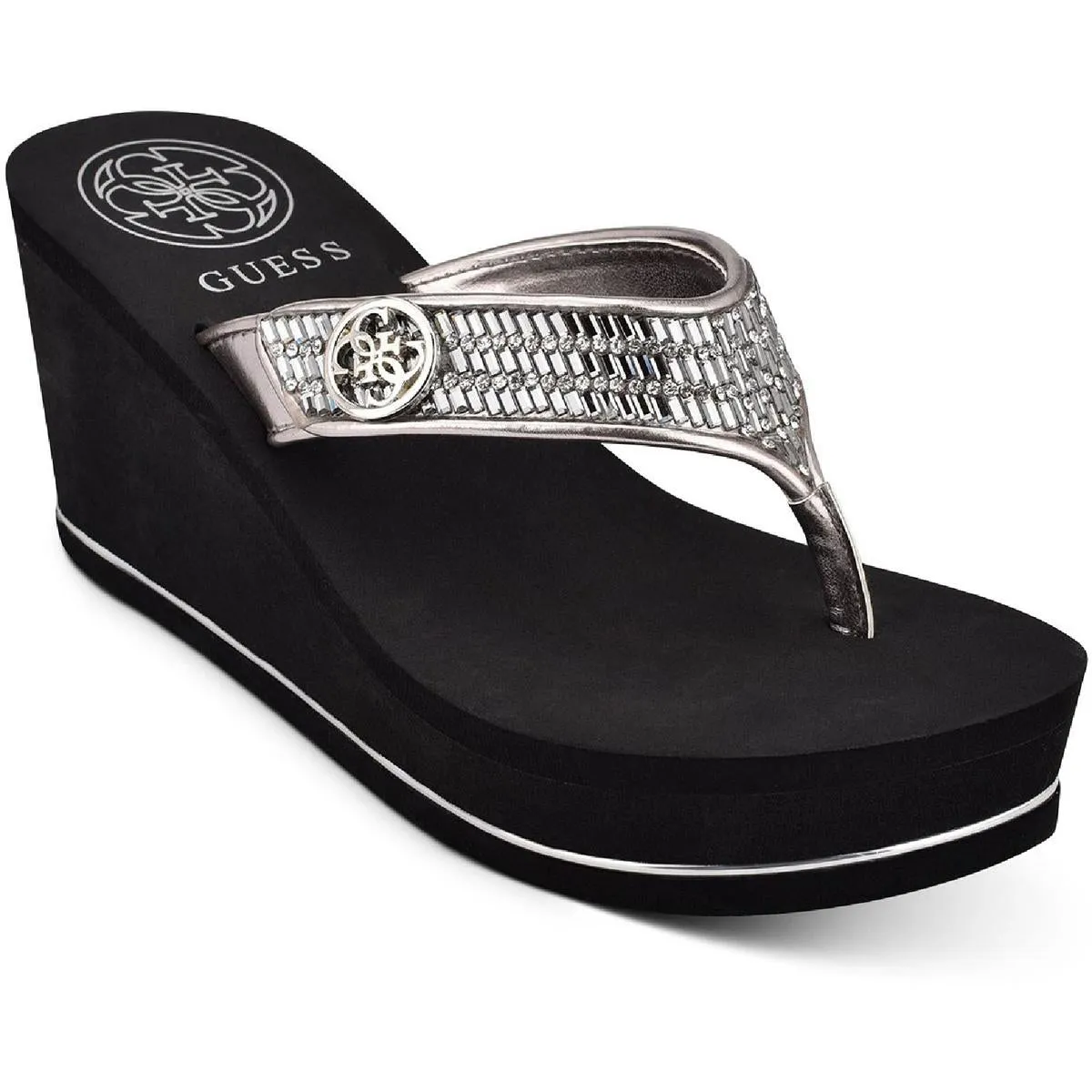 Sarraly 4 Womens Embellished Slip-On Wedge Sandals