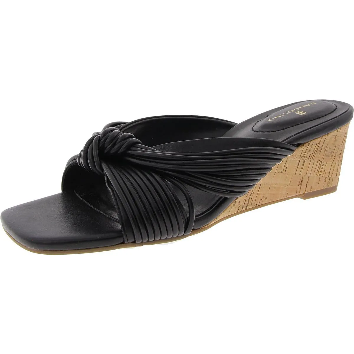 Sassier 3 Womens Cork Faux Leather Wedge Sandals
