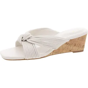 Sassier 3 Womens Cork Faux Leather Wedge Sandals