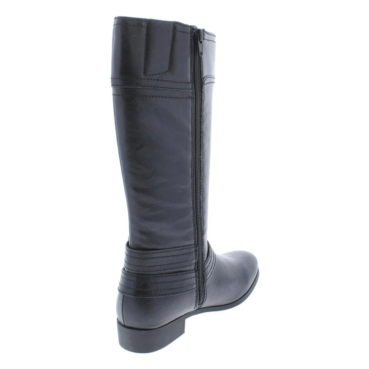 Sassy Tran 2 Womens Faux Leather Stacked Mid-Calf Boots