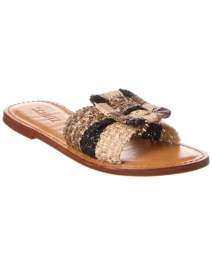 Schutz Cinna Raffia & Leather Flat