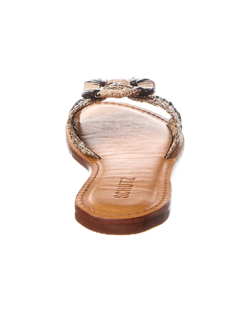 Schutz Cinna Raffia & Leather Flat