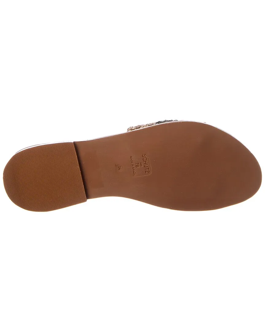 Schutz Cinna Raffia & Leather Flat