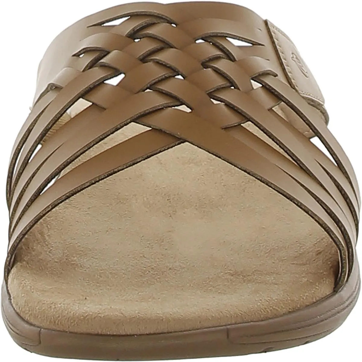 Seeley Womens Faux Leather Woven Slide Sandals