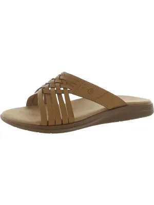 Seeley Womens Faux Leather Woven Slide Sandals