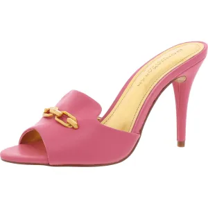 Senna Womens Faux Leather Chain Mule Sandals