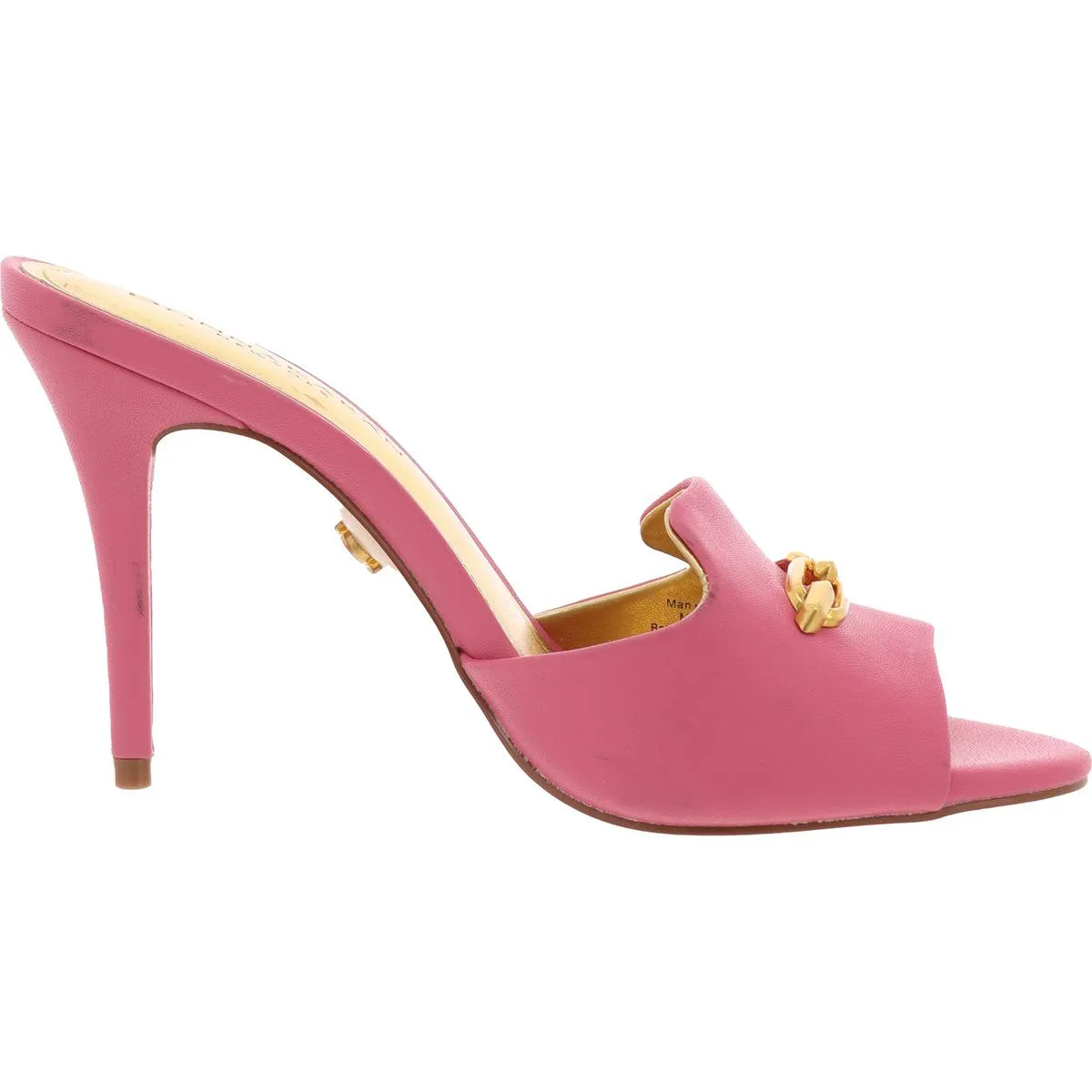 Senna Womens Faux Leather Chain Mule Sandals